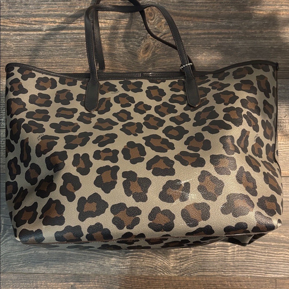 Coach Leopard Print Tote Bag - Brown and Black - Picture 3 of 9